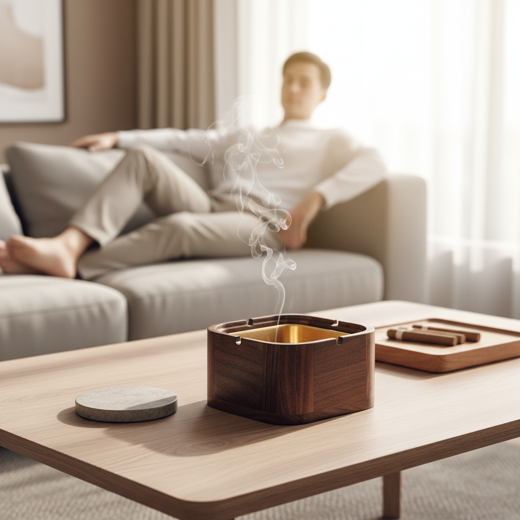 Walnut Ashtray Family Living Room