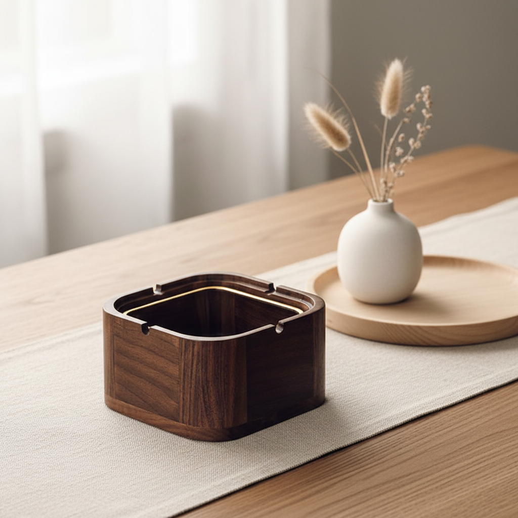 Walnut Ashtray Family Living Room