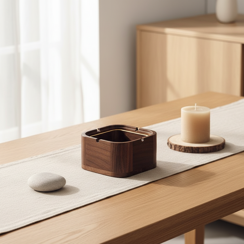 Walnut Ashtray Family Living Room