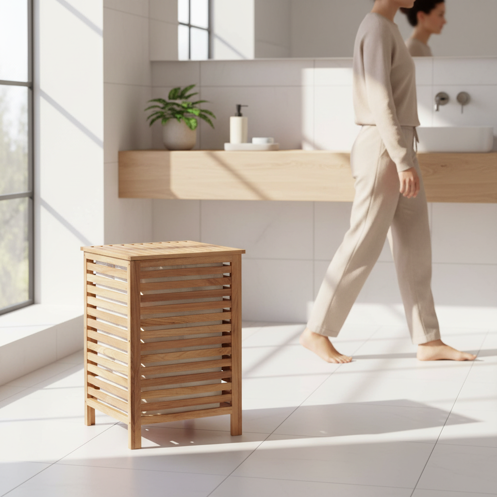 Walnut Wood Laundry Hamper