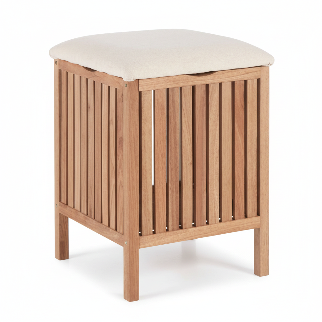 Walnut Wood Storage Stool