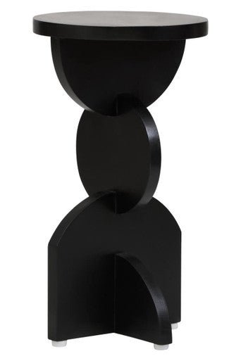 Walsa Black Finish Mango Wood Abstract Side Table