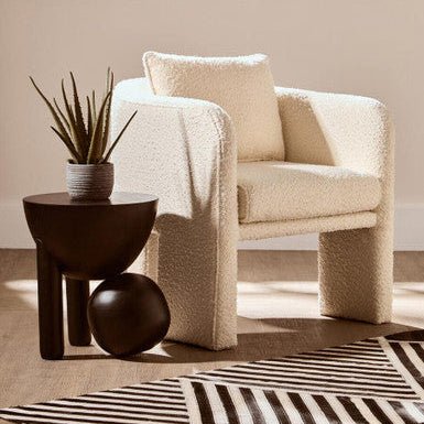 Walsa Black Finish Mango Wood Ball Detail Side Table