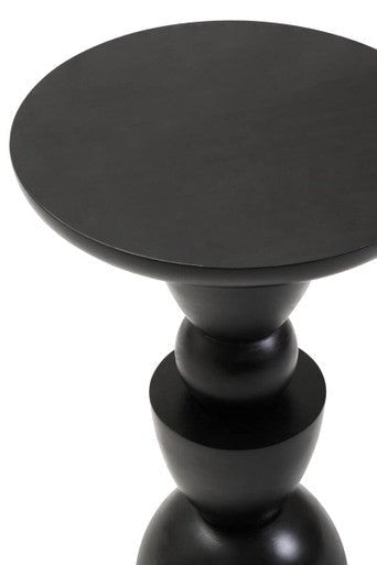 Walsa Black Finish Mango Wood Circle Column Detail Side Table