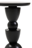 Walsa Black Finish Mango Wood Circle Column Detail Side Table
