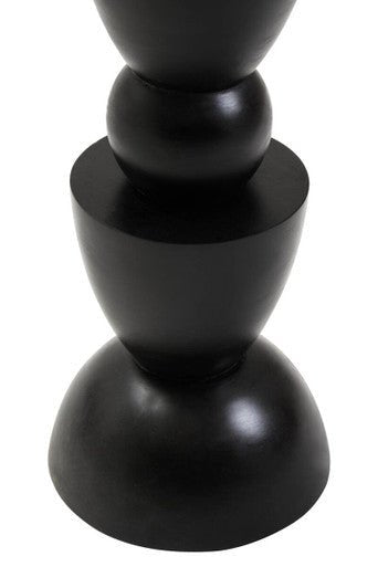 Walsa Black Finish Mango Wood Circle Column Detail Side Table