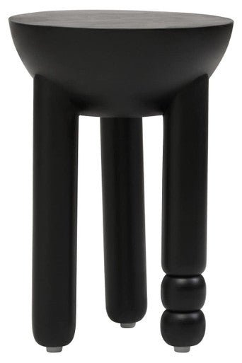 Walsa Black Finish Mango Wood Column Detail Round Side Table