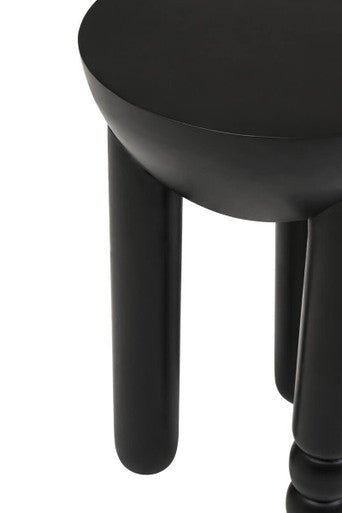 Walsa Black Finish Mango Wood Column Detail Round Side Table