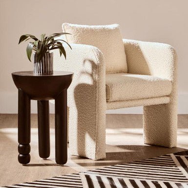 Walsa Black Finish Mango Wood Column Detail Round Side Table