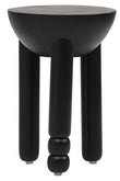 Walsa Black Finish Mango Wood Column Detail Round Side Table