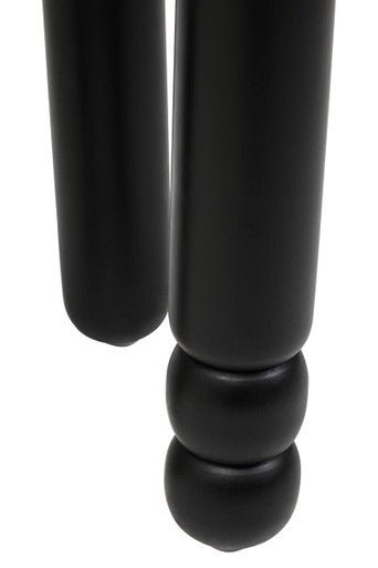 Walsa Black Finish Mango Wood Column Detail Round Side Table