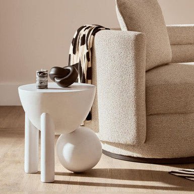 Walsa Whitewash Mango Wood Ball Detail Side Table