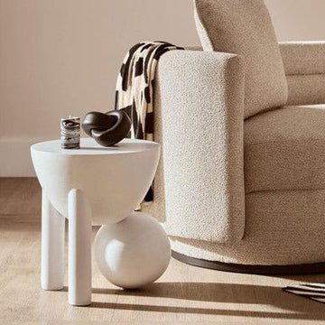 Walsa Whitewash Mango Wood Ball Detail Side Table