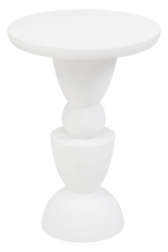 Walsa Whitewash Mango Wood Circle Column Detail Side Table