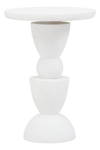 Walsa Whitewash Mango Wood Circle Column Detail Side Table