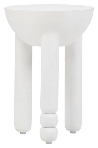 Walsa Whitewash Mango Wood Column Detail Round Side Table