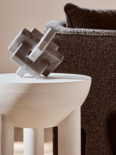 Walsa Whitewash Mango Wood Column Detail Round Side Table