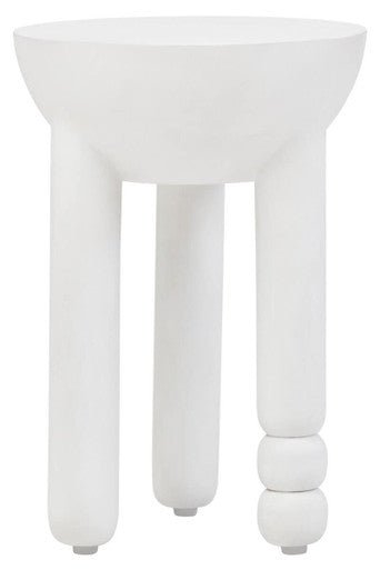 Walsa Whitewash Mango Wood Column Detail Round Side Table