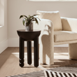 Walsa Black Finish Mango Wood Column Detail Round Side Table