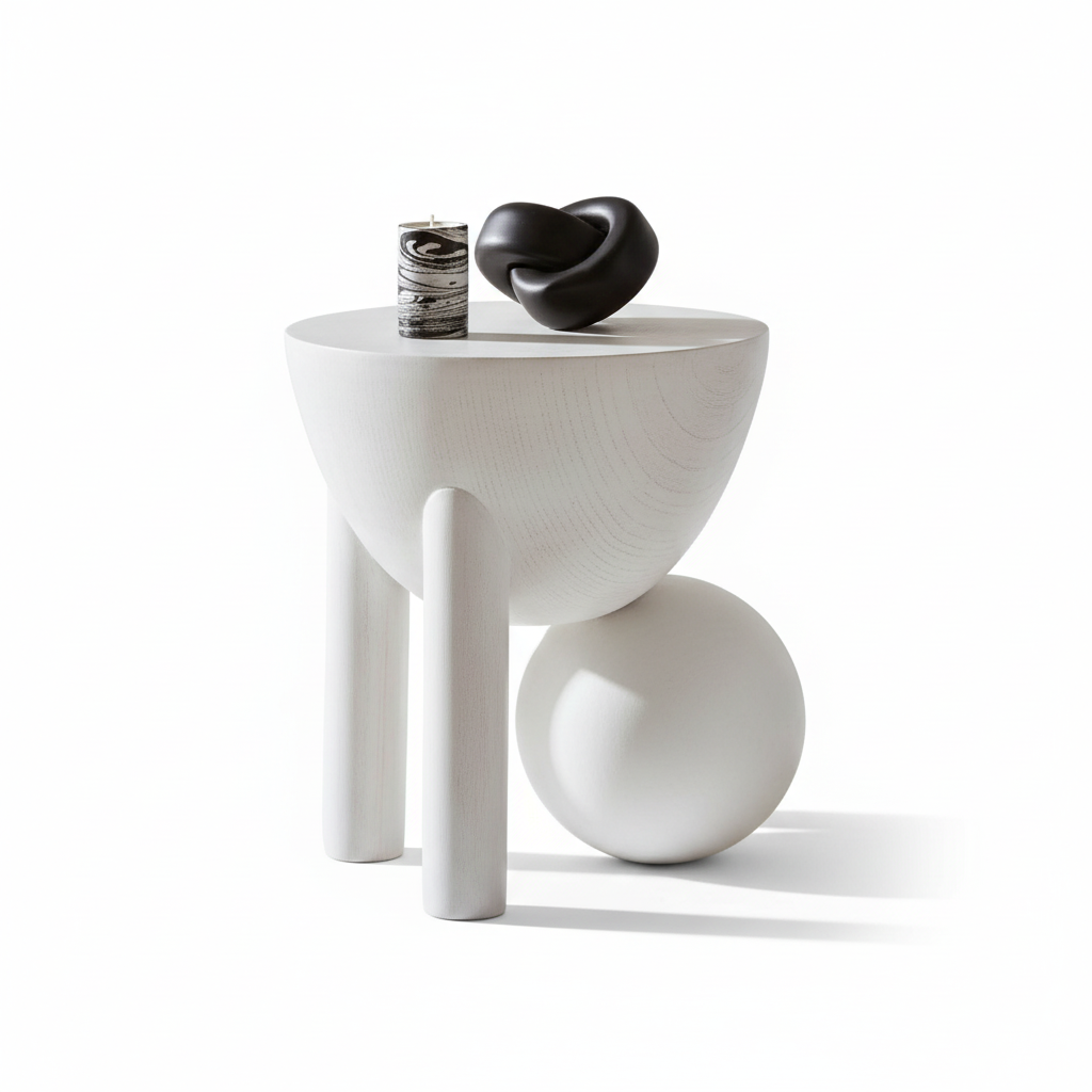 Walsa Whitewash Mango Wood Ball Detail Side Table