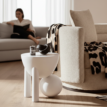 Walsa Whitewash Mango Wood Ball Detail Side Table