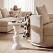 Walsa Whitewash Mango Wood Circle Column Detail Side Table