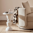 Walsa Whitewash Mango Wood Circle Column Detail Side Table