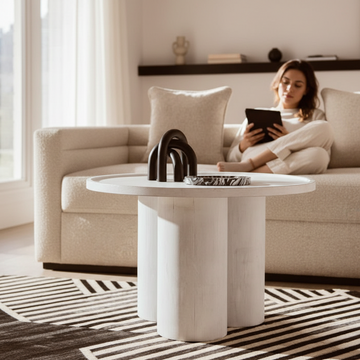 Walsa Whitewash Mango Wood Column Detail Coffee Table