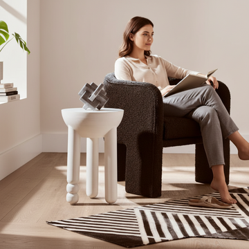 Walsa Whitewash Mango Wood Column Detail Round Side Table