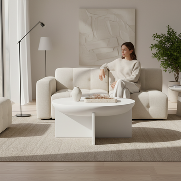 Walsa Whitewash Mango Wood Round Coffee Table