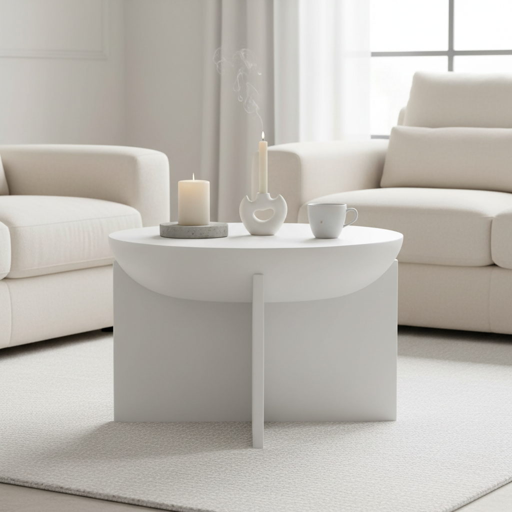 Walsa Whitewash Mango Wood Round Coffee Table