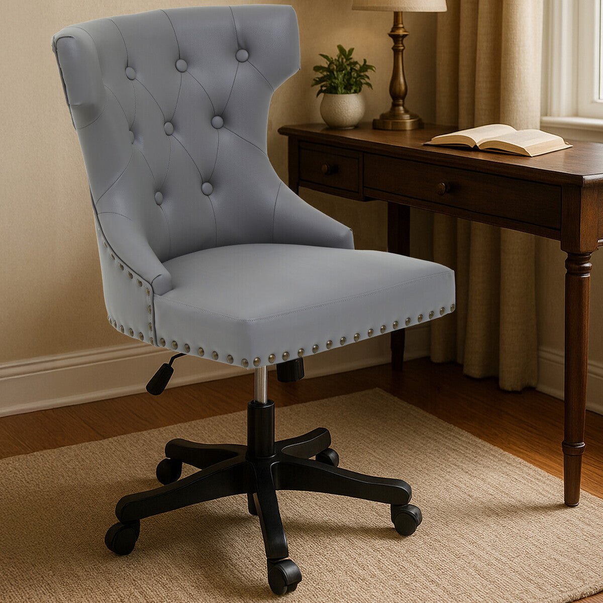Walson Grey Leather Effect Home Office Chair