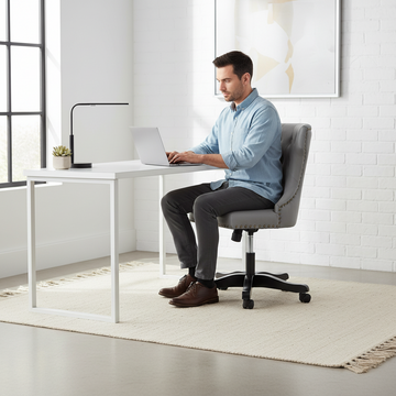 Walson Grey Leather Effect Home Office Chair