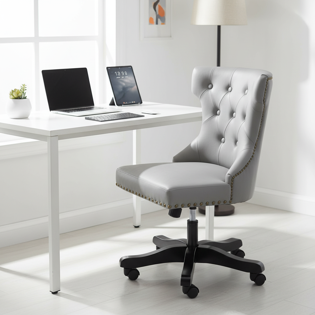 Walson Grey Leather Effect Home Office Chair