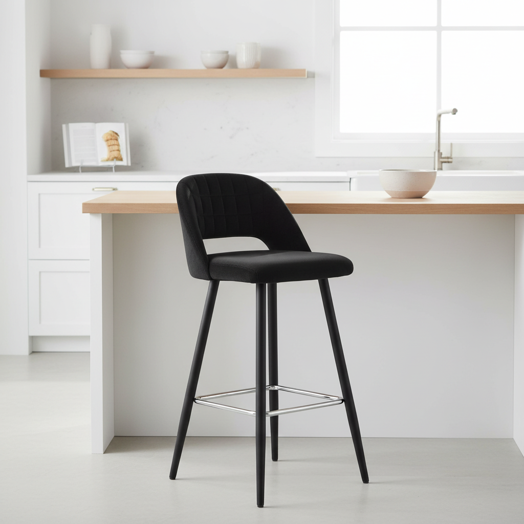 Warren Black Velvet Bar Chair