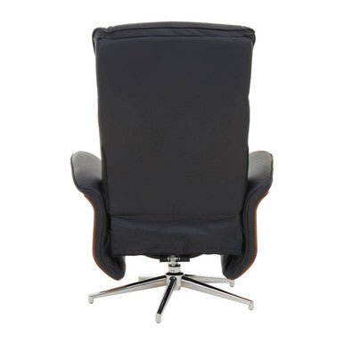 Warrington Black Leather Effect Recliner And Footstool