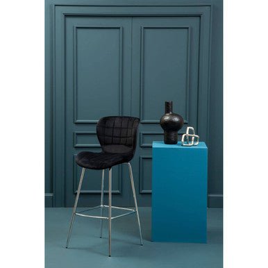 Warton Black Velvet Bar Chair
