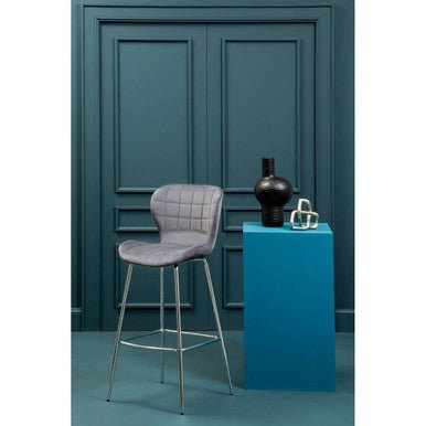 Warton Grey Velvet Bar Chair
