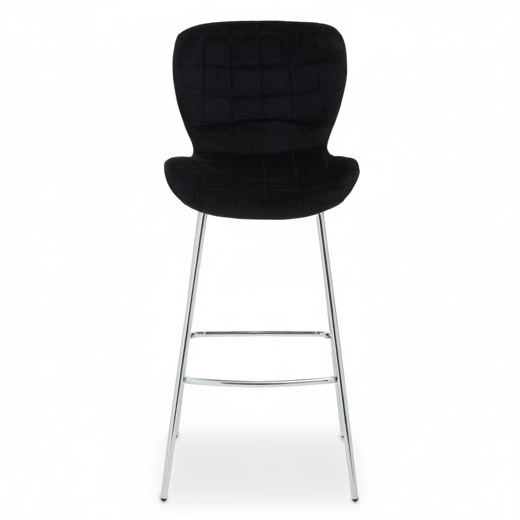 Warton Black Velvet Bar Chair