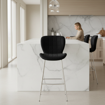 Warton Black Velvet Bar Chair