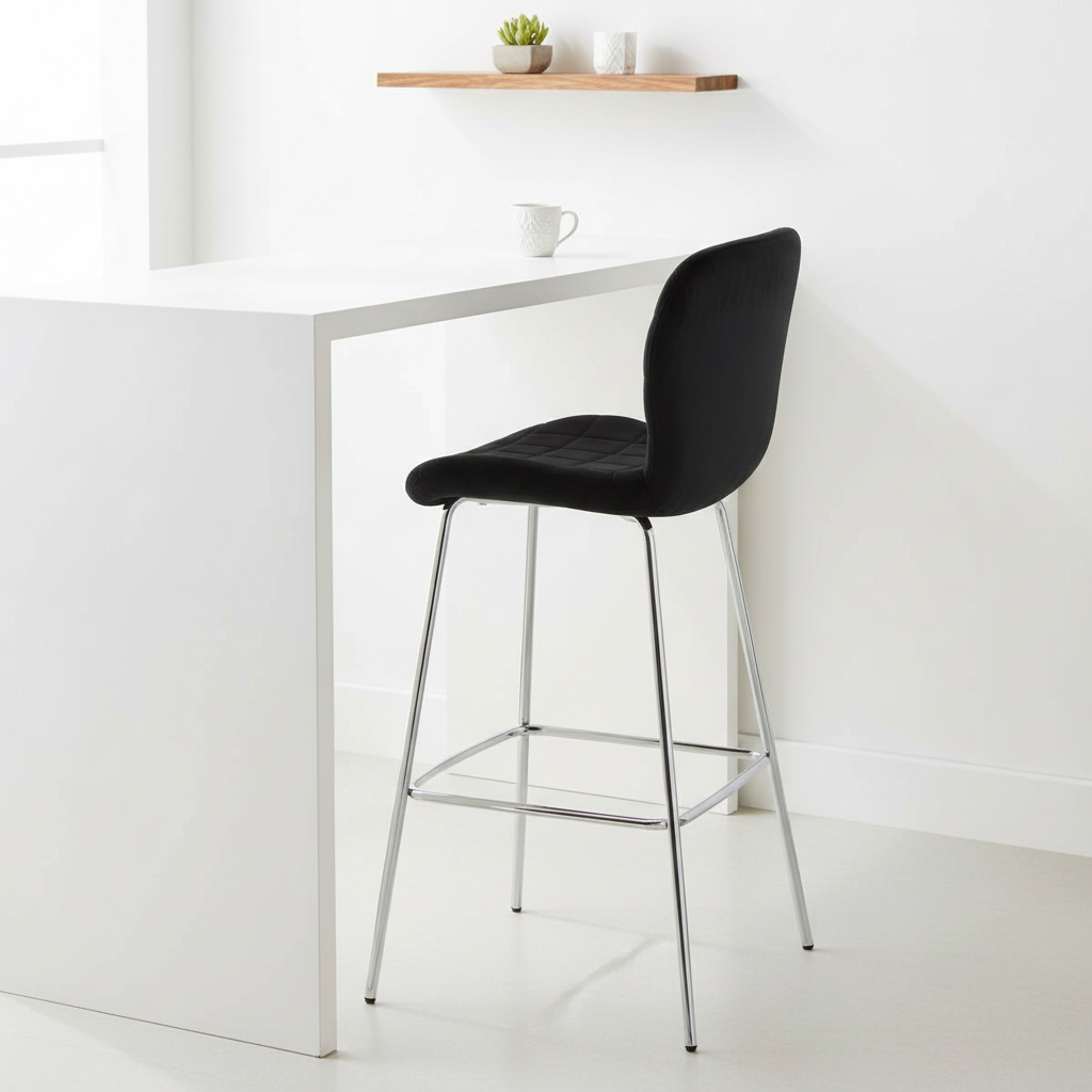 Warton Black Velvet Bar Chair