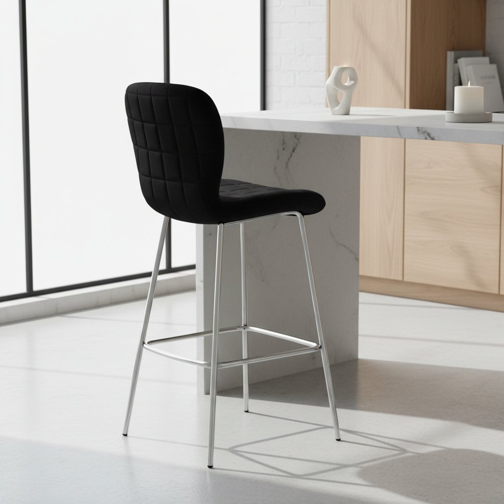 Warton Black Velvet Bar Chair