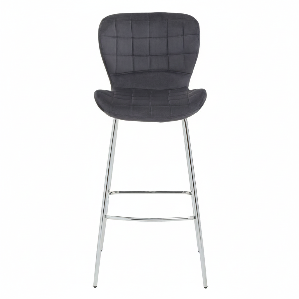 Warton Grey Velvet Bar Chair