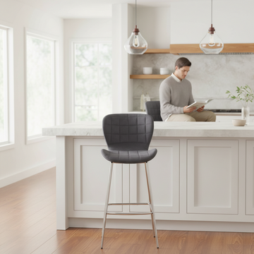 Warton Grey Velvet Bar Chair