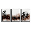 Watercolour Paintings Japanese Landscape Bonsai Tree & Bridge Wall Art Prints | Set of 3