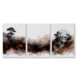 Watercolour Paintings Japanese Landscape Bonsai Tree & Bridge Wall Art Prints | Set of 3