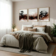 Watercolour Paintings Japanese Landscape Bonsai Tree & Bridge wall art displayed on a wall in a styled room — view 2