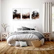 Watercolour Paintings Japanese Landscape Bonsai Tree & Bridge wall art displayed on a wall in a styled room — view 6