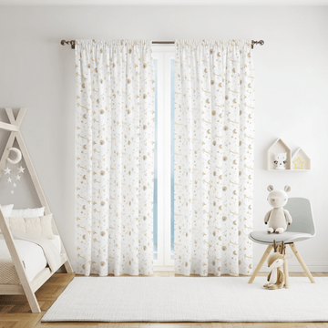 Watercolour Stars and Constellations Printed Cotton Curtain Fabric