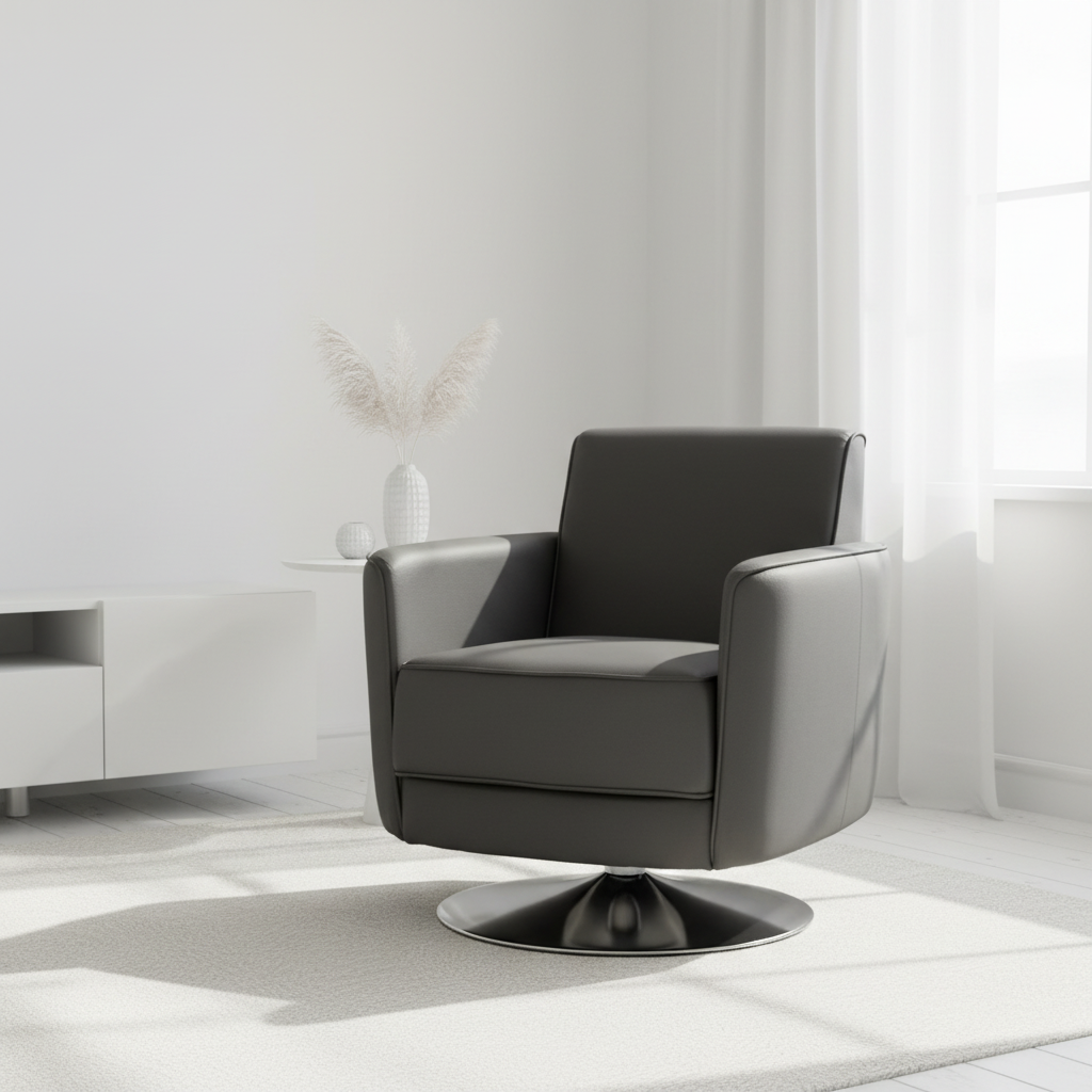 Wester Grey Leather Effect Chair